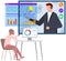 Person communicate with business boss via video call. Online meeting for data, statistics analysis