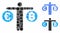 Person Compare Bitcoin and Euro Mosaic Icon of Round Dots