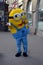 Person in costume of character of cartoon `Minions`