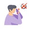 Person coughing without covering their mouth. Vector flat illustration.