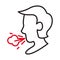 Person coughing sick line style icon