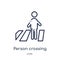 person crossing street on crosswalk icon from people outline collection. Thin line person crossing street on crosswalk icon