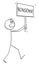 Person on Demonstration Fighting for Nonsense, Vector Cartoon Stick Figure Illustration