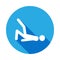 person is doing a sports exercise icon with long shadow. Element of sport icon. Signs and symbols collection icon for websites, we