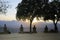 A person enjoying the sunset from the Alameda del Tajo, Ronda, MÃ¡laga, Andalusia