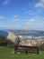 Person enjoying view over Chesil Beach