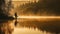 A person fishing on a tranquil lake created with Generative AI