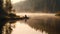 A person fishing on a tranquil lake created with Generative AI