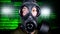 Person with gas mask war technology