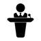 Person giving speech announcement behind podium. Simple black and white stick figure illustration EPS Vector