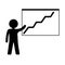 Person with Growing Chart Icon. Business Presentation, Analyzing, Statistical, Report. Vector illustration for Design