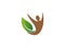 Person hands up inside leaves creative Yoga symbol for logo Design illustration