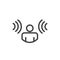 Person hearing soundwaves coming in from both sides - voice recognition icon