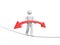 Person hold arrow. Balance concept