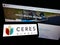 Person holding cellphone with logo of US agriculture company Ceres Global Ag Corp. on screen in front of business website.