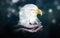 Person holding fractal endangered eagle illustration 3D rendering