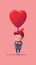 A person holding a heart shaped balloon. Generative AI image.