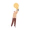Person holding huge lightbulb as symbol of creative idea. Businessman and light bulb. Concept of creativity, insights
