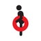 Person holding lifebuoy silhouette icon