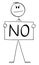 Person Holding No Sign, Vector Cartoon Stick Figure Illustration