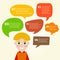 Person icon with colorful dialog speech bubbles.