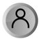 Person icon metal silver round button metallic design circle isolated on white background black and white concept illustration