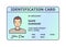 Person identification badge. Id plastic card with personal data and photo.