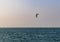 Person kite surfing in open sea. Sports