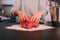 A person kneading minced meat