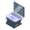Person laptop stand icon isometric vector. Desk computer