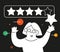 The person leaves a five-star rating and positive feedback. Customer feedback. Customer satisfaction
