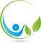 Person and leaves, plant, wellness and naturopathic logo