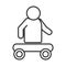 Person without legs sitting in cart, world disability day, linear icon design