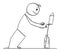 Person Lighting Firework, Vector Cartoon Stick Figure Illustration