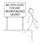 Person Looking at Apology Sign and Falling Down, Vector Cartoon Stick Figure Illustration