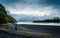 Person looking at thewater on a beach in New Zealand