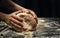 Person making sourdough bread in the kitchen