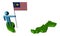 Person with Malaysian flag on map