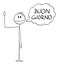 Person or Man Waving His Hand and Saying Greeting Buon Giorno in Italian , Vector Cartoon Stick Figure Illustration