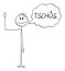 Person or Man Waving His Hand and Saying Greeting Tschus in German , Vector Cartoon Stick Figure Illustration