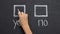 Person marking yes option on blackboard, parliament elections, state democracy