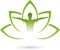 Person in motion and leaves, wellness and naturopathic logo