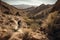 person, mountain biking down rocky and steep trail