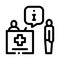 Person near check-in point icon vector outline illustration