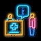 person near check-in point neon glow icon illustration