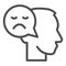 Person with negative thought line icon, communication concept, User with speech bubble sign on white background, human