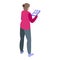 Person online job search icon, isometric style