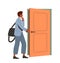 Person open door vector concept