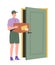 Person open door vector concept