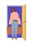 Person open door vector concept